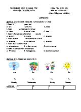 Đề kiểm tra học kỳ I môn Tiếng Anh Lớp 6 - Năm học 2016-2017 - Trường PT DTNT Pi Năng Tắc (Có đáp án)